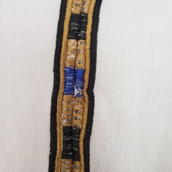 Del Lago Medium NWT Beige Long Sleeve Boho Beaded Embroidered Cropped Jacket - Picture 12 of 15